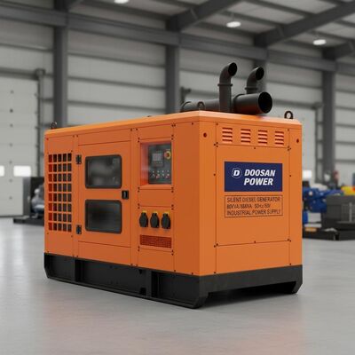 Doosan Silent Diesel Generator 80KVA 88KVA Diesel Power Generator with Engine 50hz and 60hz for Continuous Industrial Power Supply
